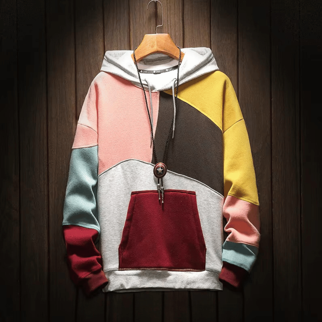 Wolf | Vintage-Colorblock-Hoodie mit Kängurutasche