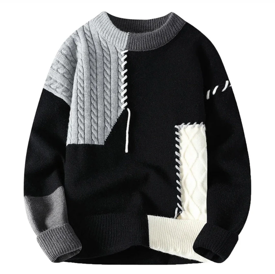 Otto | Moderner Patch-Strickpullover mit Zopfmuster-Details